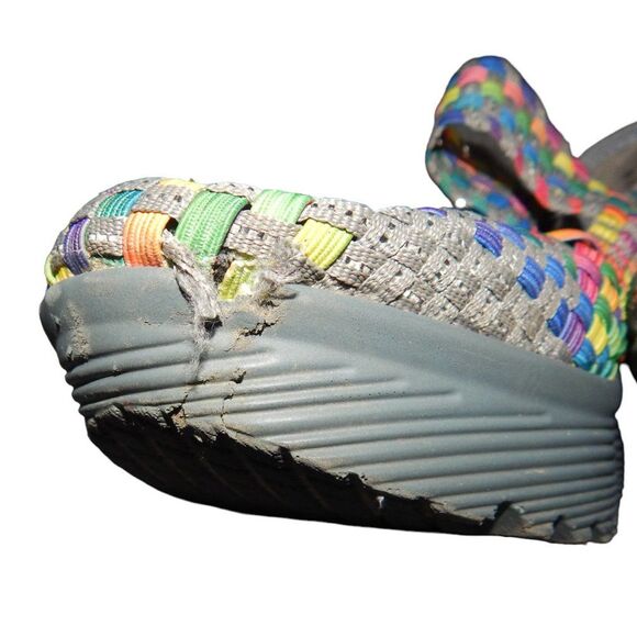 ST. JOHN'S BAY women's size 8 rainbow woven Karma Mary Jane wedges - Picture 2 of 12